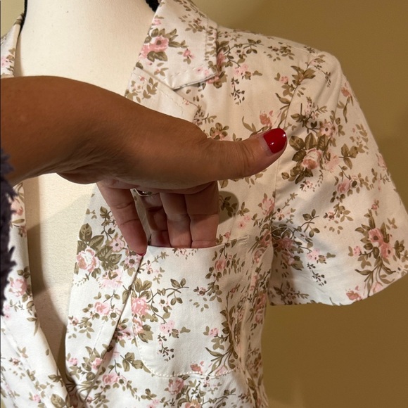 Smart Set Floral Blazer White Pink Green Short Sleeved Light Single Button Sz 9 - Picture 6 of 14